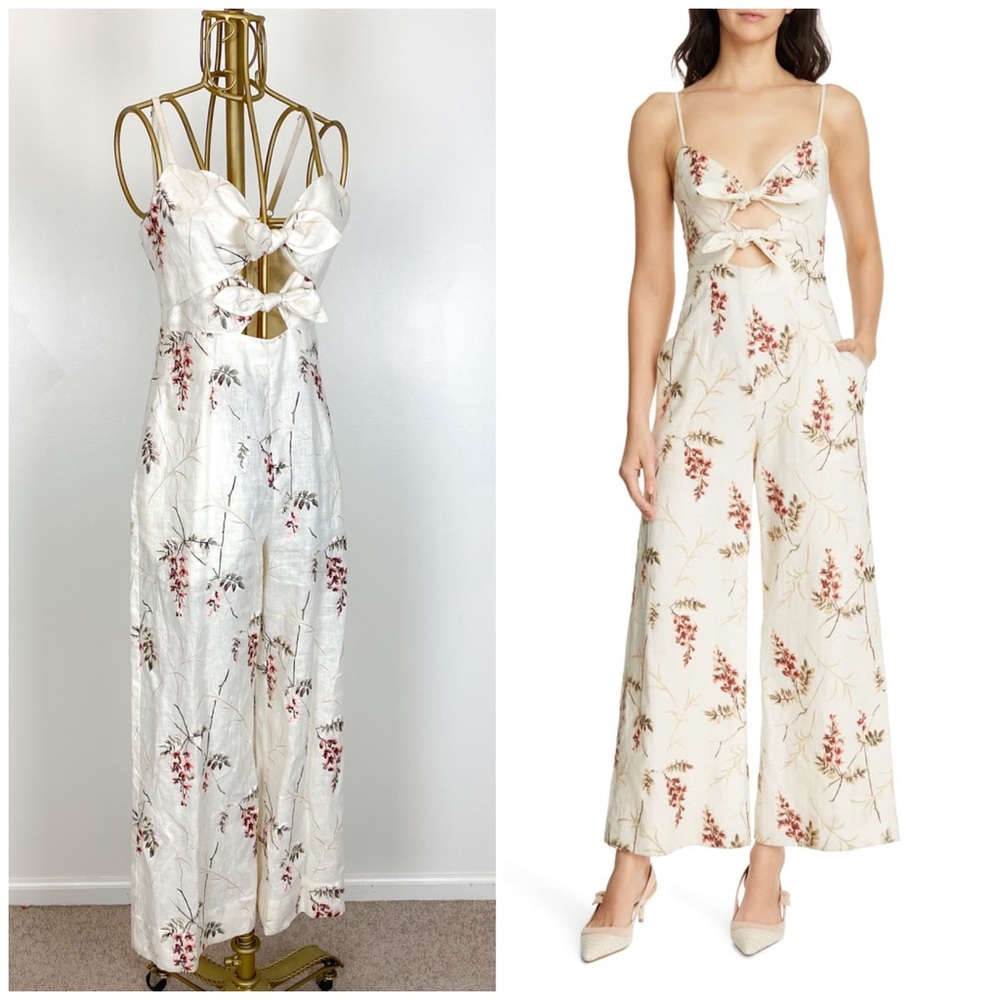 Rebecca Taylor | Ivie Embroidered Linen Jumpsuit Size 2 NWT